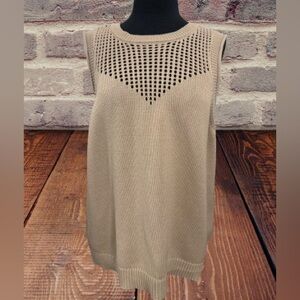 Women’s Halogen Sleeveless Knit sweater with Cutout Design tan size 2x NWT